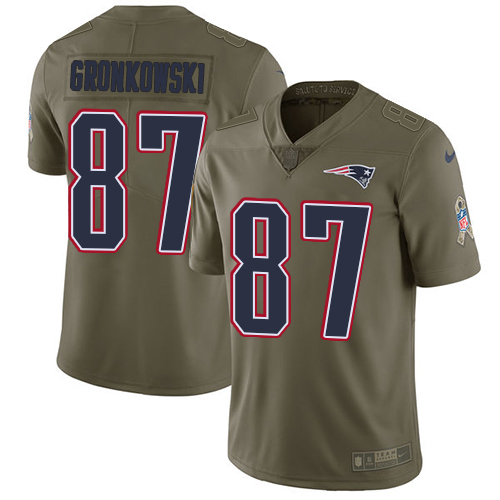 Nike Patriots #87 Rob Gronkowski Olive Men's Stitched NFL Limited Salute To Service Jersey